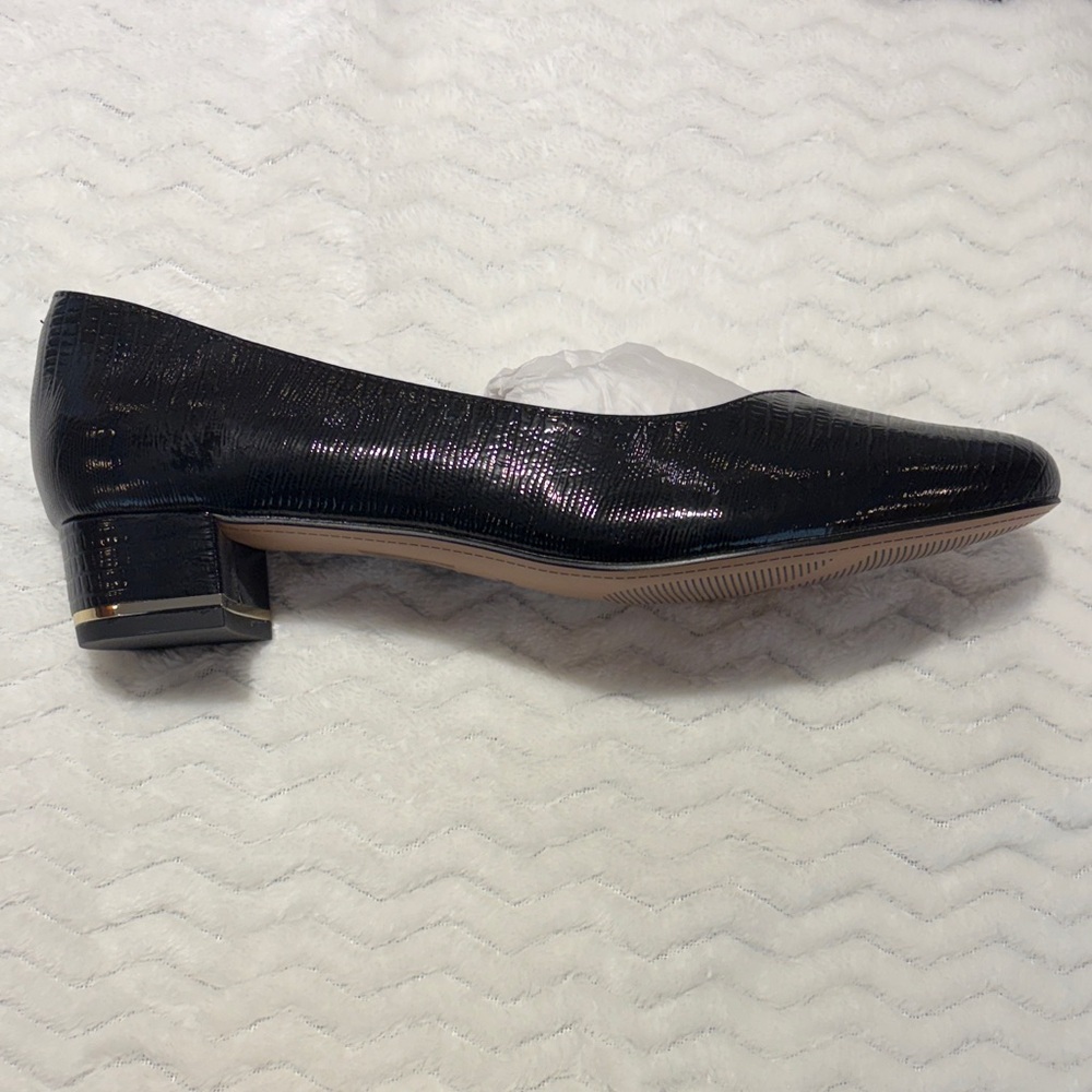 J.Renee Black Shimmer Low Block Heel Loafer